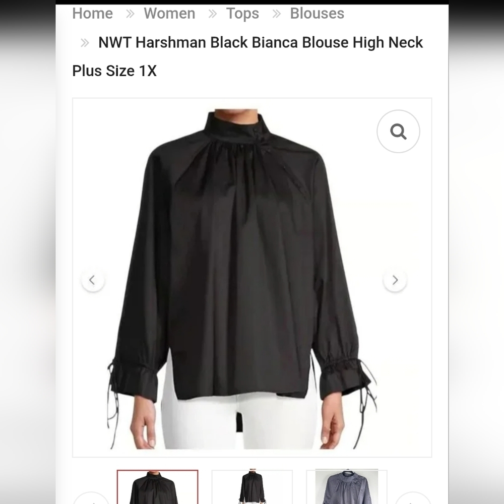 Harshman Black Bianca High Neck Women's Blouse Size 2X NWT - Picture 4 of 7